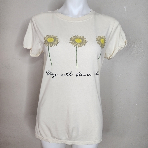NWT‎ Project Karma Stay Wild Flower Child Crew Neck Tee Yellow Size Small - Picture 1 of 12